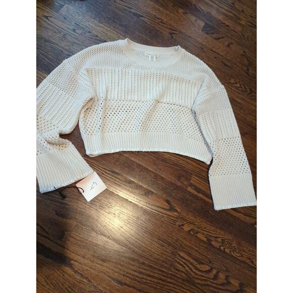 Happily Grey Wide Sleeve Cropped Sweater NWT - Picture 1 of 5